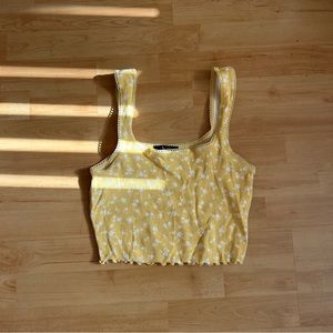 yellow floral crop top